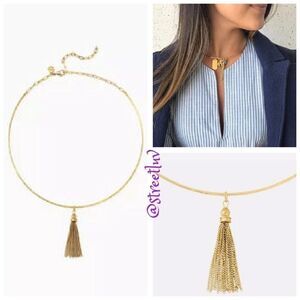 Stella & Dot Gold Collar Necklace Tassel Pendant